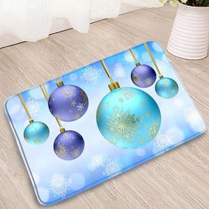 Bath Mats Christmas Line Ball Bathroom Mat Trees Snowflake Decor Home Entrance Doormats Bedroom Kitchen Flannel Non-Slip Carpets