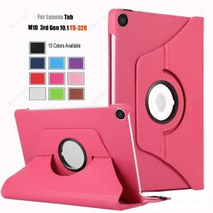 360 Rotating Stand Leather Case For Lenovo M11 11 M10 Plus 10.6 inch 3rd M10 HD 2nd 3nd Gen 10.1inch Lichee Slim PU Leather Flip Cover Tablet Cases with Auto Sleep/Wake