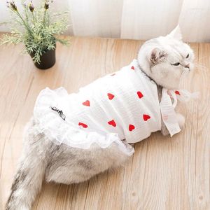 Dog Apparel Dogs Cat Hearts Printed Dress Pet Clothes Solid Clothings Super Small Clothing Cute Summer White Pink Princess Skirt