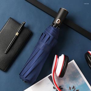 Umbrellas Creative Charm Blue Automatic Umbrella Travel Portable Windproof Business Simple Shade Men's And Women's 8-bone Folding