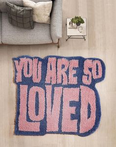 Tapetes rosa você é tão amado tapete de área para sala de estar decoração de casa de banheiro fofo