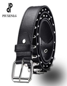 Hollow Bullet Decoration Belt Fashion Ladies Leather Luxury Studded Gift ManS Goth Rock Wild Adjustable WomenS Punk Black Belt 2109954930