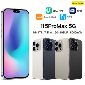 i15promax 4G network 6GB128GB NFC 6.8 inch Android 8.1 MTK6762 Octa core smartphone
