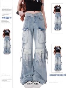Frauen Jeans Blue Y2K Cargo Baggy Harajuku Übergroße Jeanshosen Vintage Jean Hosen Japanisch 2000er Jahre Style Trashy Clothes 2024