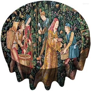 Table Cloth Bath And Reading In The Garden September's Grape Harvest Scene Christ Redeems Mankind Round Tablecloth By Ho Me Lili Decor