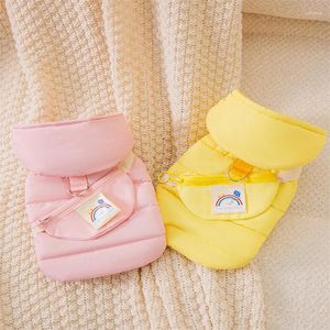 Dog Apparel Winter Cotton Coats For Pets Leash And Pocket Clothing Thickened Warm Vest Coat Cat Clothes Small Cute