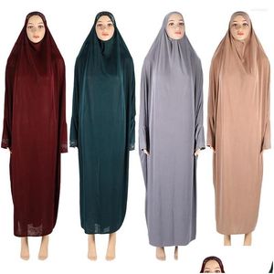 Etniska kläder muslimska kvinnor maxi bön abaya hijab overhead fl er klänning kläder kaftan arabiska islamiska bat ärm burka khimar niqab dr dhiya