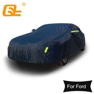 Araba kapakları 210T polyester mavi tam araba kapağı açık kar buzu tozu güneş uV gölge kapağı ford evrensel odak fiesta taurus t240509