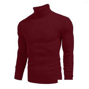 Herrtröjor Mens Top Autum Winter Sweater Korean Sticked Men Plovers Black Vintage Långärmning Knitwear Male Solid Color High NEC DHXY7