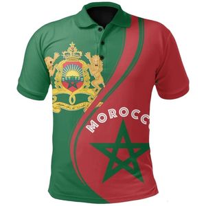 2024モロッコジャージーモロッコマップフラグフラググラフィックポロシャツのための衣服maスポーツナショナルエンブレムポロシャツ240514