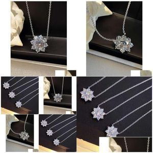 Anhänger Halsketten Anhänger Halsketten FL Diamant Sonnenblumen HW Halskette Frauen Kupfer plattiert siger leichter Designer Schmuck Luxus klein und DH4HR