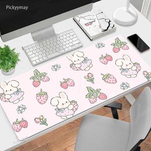 Подушечные запястья отдыхают розовый милый каваи кролик с большим офисным столом без скольжения, большая клавиатура J240510