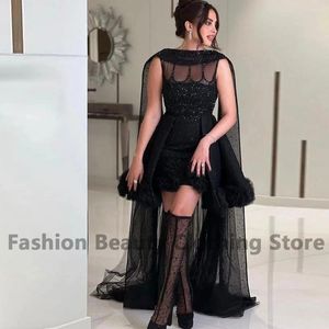 Sukienki imprezowe czarne bez rękawów suknia balowa krótka tiul-line z kryształową mini zamek błyskawiczny Arabia Saudyjska Ruffle formalna sukienka