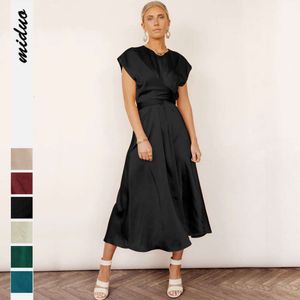 Summer Women's Lacing High Grade Satin Sleeveless Elegant Light Evening Gift Dress F51448