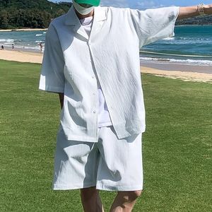 Verão de duas peças sets camisa e shorts roupas casuais traje curto de tamanho curto roupas limpas ajuste preto branco verde 240513