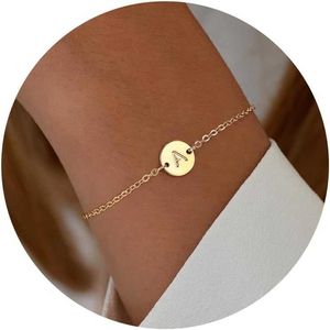 Ursteel Gold Bransoletka początkowa moda damska - spersonalizowana litera A -Z Śliczna bransoletka odpowiednia dla kobiet i dziewcząt Złota biżuteria Odpowiedni dla dziewcząt