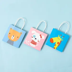 Storage Bags 10pcs Lovely Cartoon Animal Hand Bag Paper Environmental Protection Children's Day Party Gift Packaging Shopping
