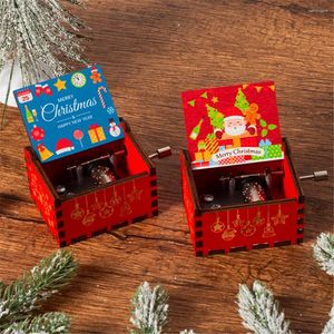 Dekorative Figuren hölzerne handbetriebene Musikbox Weihnachtsgeschenk Geburtstag für Kinder glückliche Jahr Fröhliche Heimdekoration