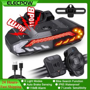 Alarm systems Elecpow Bicycle Burglar Alarm Tail Light IP65 Waterproof USB Charging Scooter Bicycle Tail Light Turn Signal Warning Automatic Brake Light WX