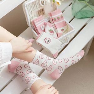 Женские носки Harajuku милые девушки подарок клубничный розовый сериал дизайн моды хлопок чулочно-носочный корейский стиль