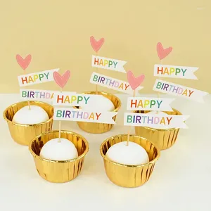 Partyversorgungen 1Set Birthday Flower Heart Star Kuchen Toper Cartoon Bären Cupcake Flaggen Kinder Happy Babyparty Dessert Dekorationen