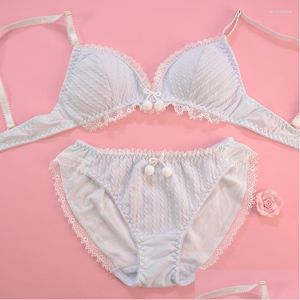 Bras Sets Cute Lolita Lace Bra And Panty Set Japanese Schoolgirl Kawaii Lingerie Comfortable Thong Underwear Briefs For Women Drop D Dhwwy