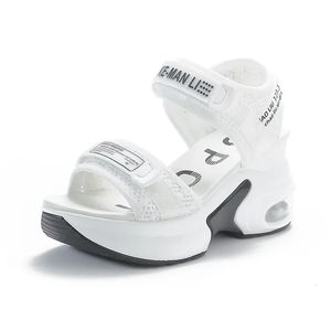 8CM Air Mesh Breathable Women Sandals Comfy Shoes Fashion Summer Fish Toe Platform Wedge High Hidden Heels Ladies 240509