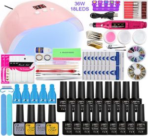 Nageluppsättning 101218 Färg Nagelgel Varnish Polish Manicure Set med 36W UV LED -lampa Electric Drill Machine Tools4984010