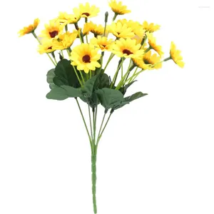 Dekorativa blommor livliga konstgjorda solros falska tusensköna bukett långvarig perfekt för bröllopsfester och heminredning