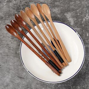 Spoons 1 PCS Simple Coffee Spoon Creative Paint Color Long Handle Honey High Quality Wooden Tea Scoops