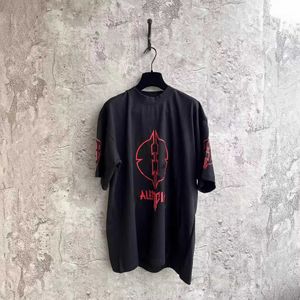 Sufit 24ss Paris Nieregularny BB z przodu i z tyłu nadrukowane krótkie rękawy proste dzielone statek OS LUSE T-shirt unisex