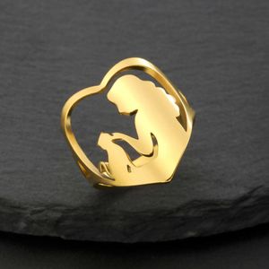 And Hostess Stainless Steel Kitten Heart Wide Finger Ring For Women Trend Jewelry Cat Lovers Birthday Gifts