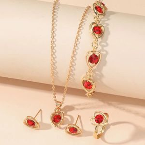 Lyxdesigner halsband Floral hänge halsband ringörhängen uppsättning av guldpläterad kristallpärla strass turkos halsband kvinnors smycken tillbehör med låda