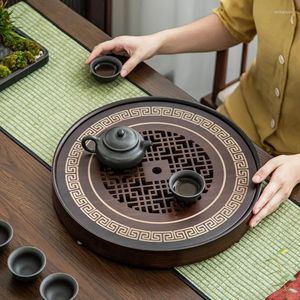 TEA TRAYS Natural Bamboo Table Tray High Quality Chinese Set Board Drainage Water Storage Kök Tillbehör
