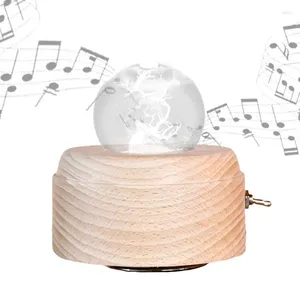 Декоративные фигурки 3D Crystal Ball Music Box Creative USB -зарядка мюзикл вращающийся глобус новинка деревянная лампа для кровати