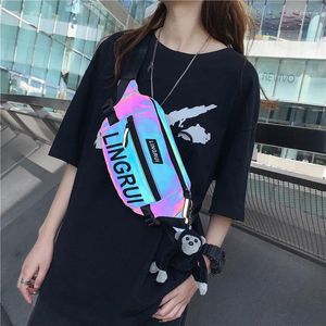 Midjepåsar Techwear Style Punk Hip Hop Colorful Reflective Fanny Pack Men Women Multifunction Sport Casual Bag Motorcykel Bröst