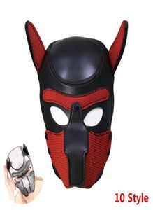 Slave Padded Latex Rubber Dog Hoods to BDSM Bondage Pup Cosplayerotic Mask Costumes For Sexintimacy varor för par som flirar Y3646487