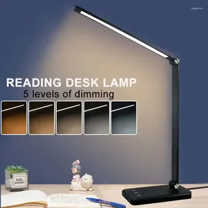 Bordslampor LED-skrivbordslampan nattljus USB-driven ögonskydd Student sovsal läsning 5-nivå dimning touch