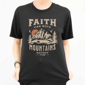 Men's T-Shirts Women Vintage Bible Verse Inspirational T Shirts Mountain Jesus Faith Graphic Ts Cute Religious Tops Retro Christian Apparel T240510