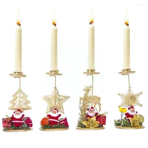 Candle Holders 1pc Christmas Table Decoration Santa Claus Iron Gifts Candlestick Party Home L8q8