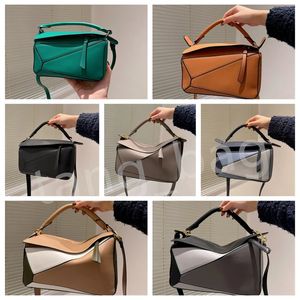 5A Designer Bag äkta läderhandväska axel hink kvinna väskor pussel koppling totes crossbody geometry kvadrat kontrast färg lapptäcke