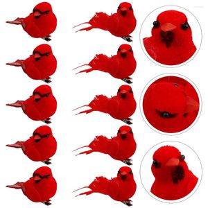 Estatuetas decorativas 10 PCs Christmas Red Bird Pingente Birds Ornamentos pendurados Simulação Artificial