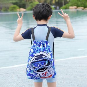 Storage Bags Children Swimming Bag Cartoon Print Dry And Wet Separation Waterproof Adjustable Double Shoulder Straps Backpack For Travel