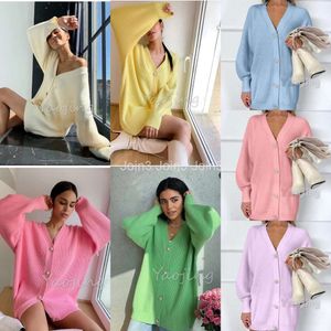 NEw womens v-neck candy color singlbe breasted buttons knitted medium long sweater cardigan coat tops