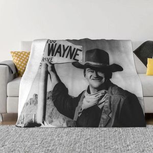 Filtar svartvitt John Wayne filt soffa täcker sammet tryckt skådespelare vintage konst mjukt kast för säng soffa plysch tunn täcke