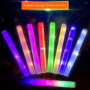 Party Decoration LED Foam Bar Sponge Light-Up Sticks Glow In The Dark Built-in Button Battery Wedding Festival Supplies