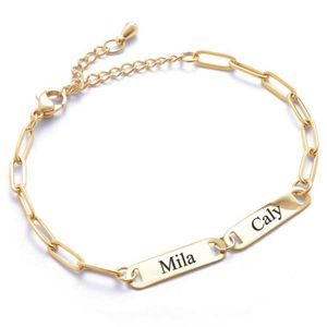 ETS MignonandMignon flera namn Charm Armband för vänskap Mothers Day Gift Couples Namn Anpassad graverad personlig -p-1br-W