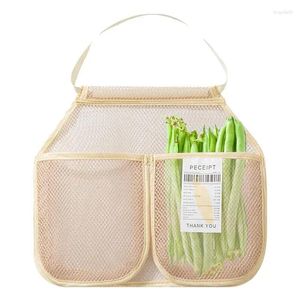 Storage Bags Mesh Vegetable Reusable Two Compartments Hanging Bag Garlic Net For Potatoes Fruit