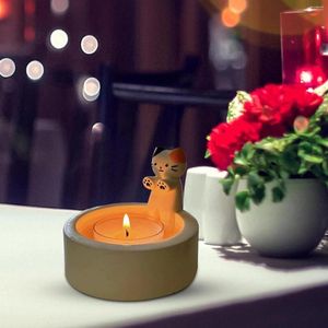 Candle Holders Cartoon Kitty Candlestick Warming Creative Desktop Decorations Ornament El Restaurant Home Decoration