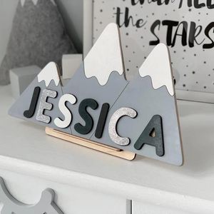 Partyversorgungen maßgeschneiderte Name mit Moutain Childs Holzrätsel - Weihnachtsgeschenk Holzspielzeug Baby Kinderzimmer Ornament Geburtstag Taufe Geschenke